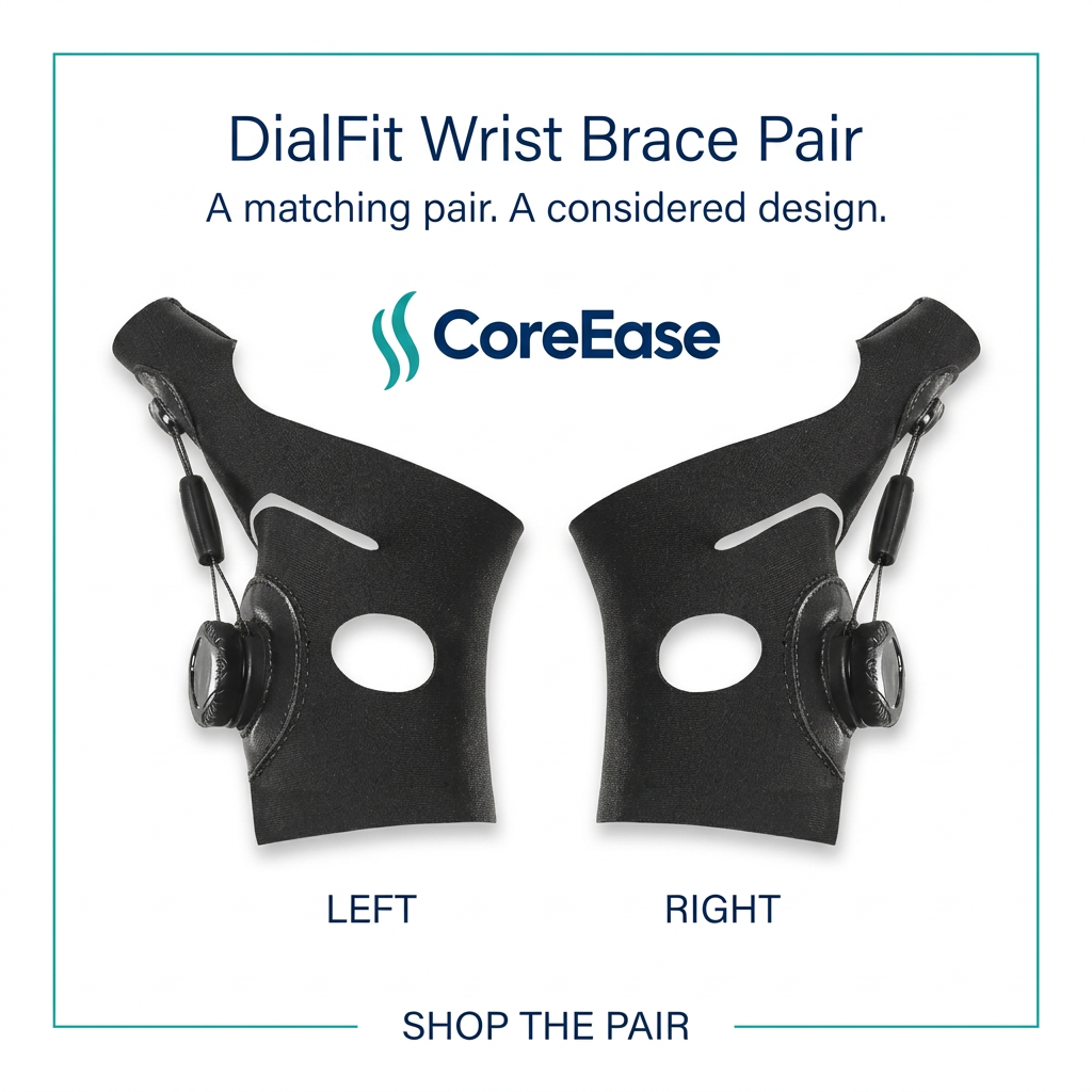 CORE EASE left and right wrist brace flat-lay ad