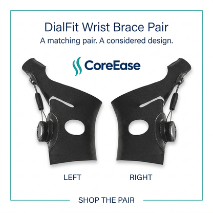 CORE EASE left and right wrist brace flat-lay ad