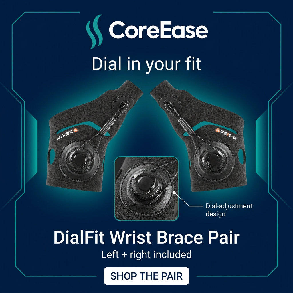 CORE EASE wrist brace pair adjustment detail ad