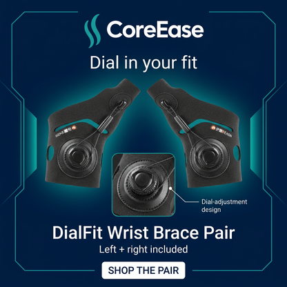 CORE EASE wrist brace pair adjustment detail ad