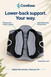 CoreEase editorial image highlighting adjustable lower-back support